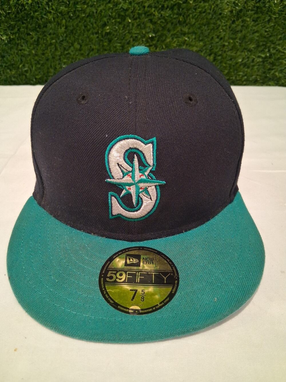New Era 59FIFTY Seattle Mariners Hat Size 7 5/8 MLB On-Field Authentic Cap Teal